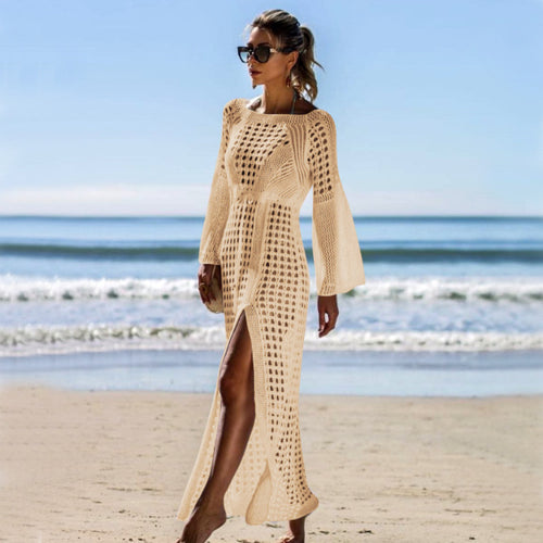 Crochet High-Slit Beach Dress