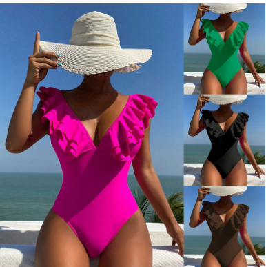 WOLFF Ruffled V-Neck Swimsuit