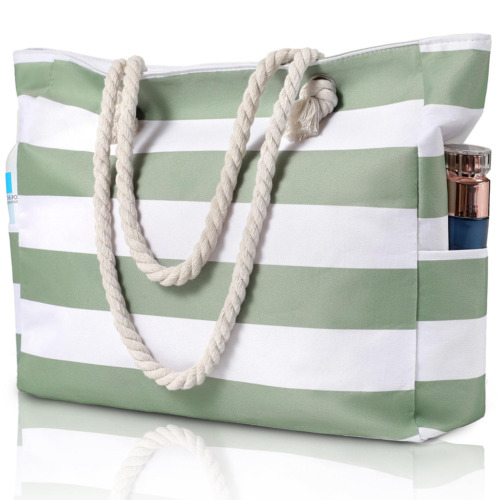 Women's Waterproof Beach Tote - Large Sandproof Bag with Zipper